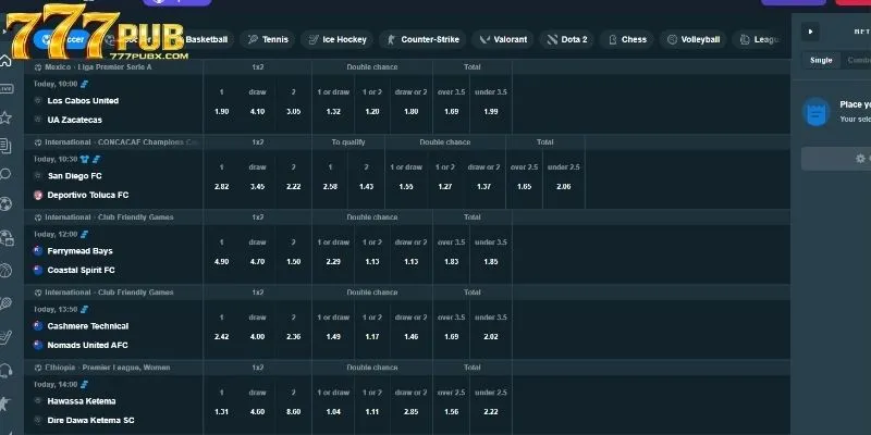Overview of 777PUB Sports